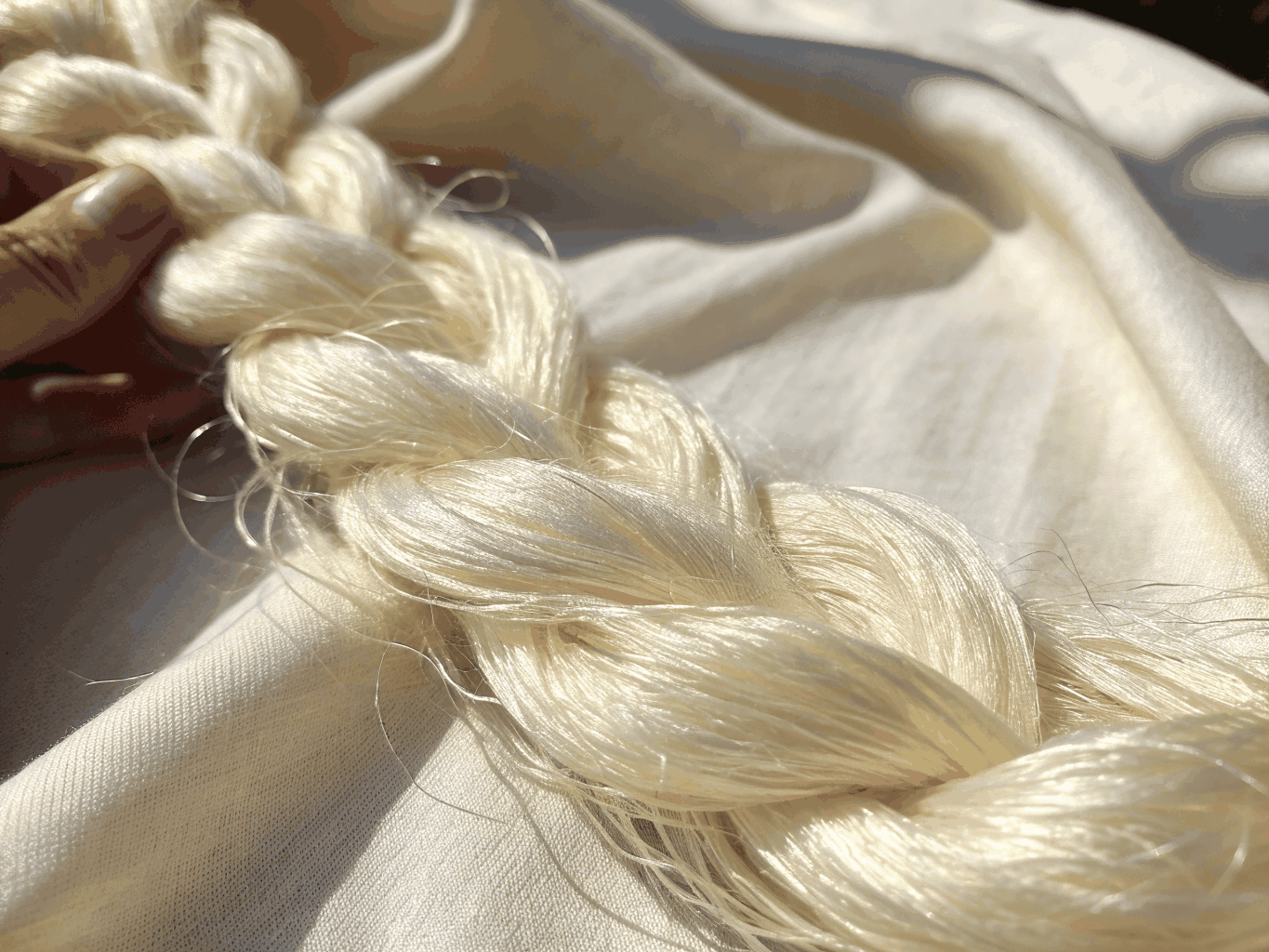 Macro texture of raw mulberry silk weave
