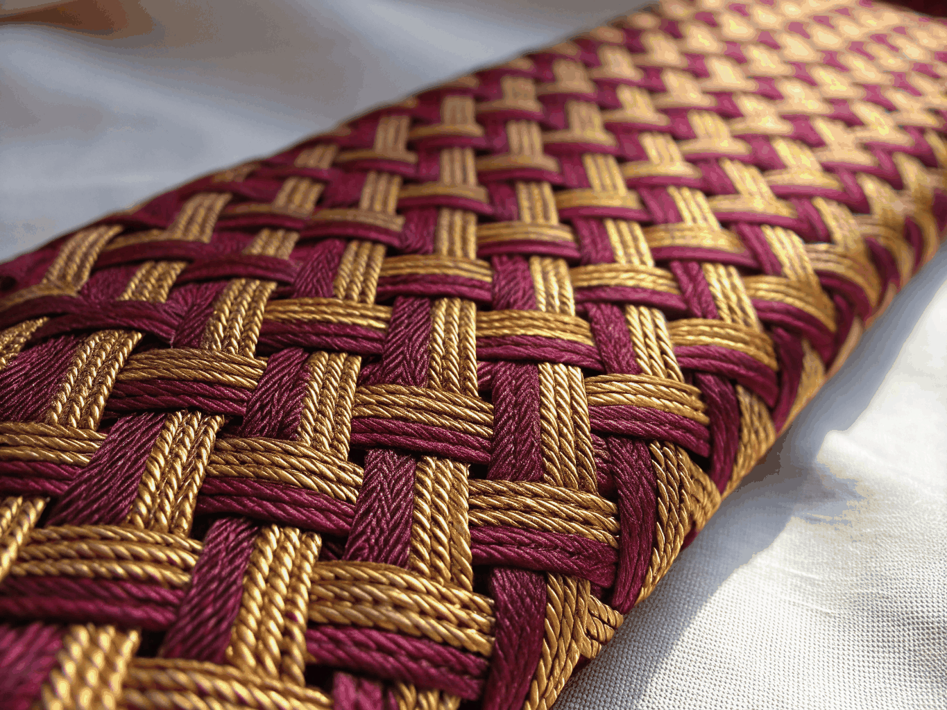 Metallic gold and copper woven jacquard brocade textile