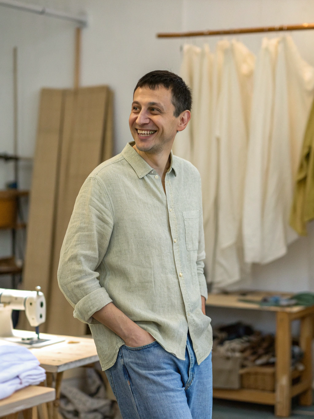 Studio portrait of Kofi Mensah, Senior Fabric Buyer